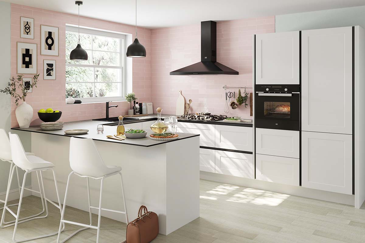Matt white handleless kitchen discount