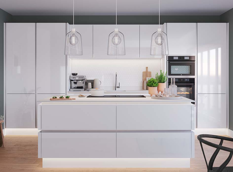 White gloss deals kitchen units b&q