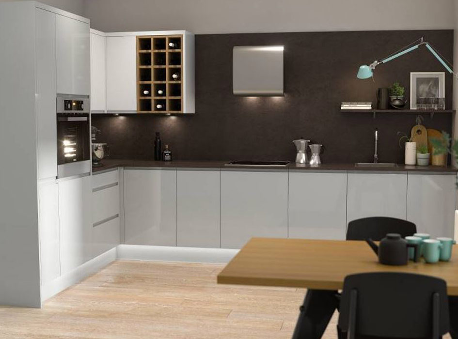 Light Grey Gloss Handleless